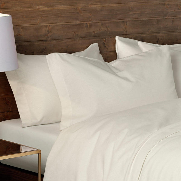 Luxury 100% Brushed Cotton Pillowcases Pair Cream -  - Ideal Textiles
