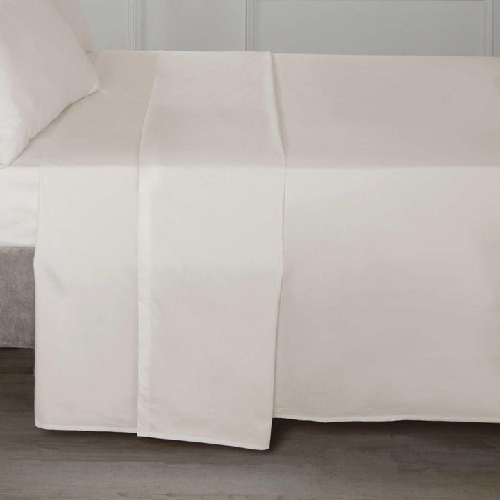 Plain Percale Flat Sheets Cream - Single - Ideal Textiles