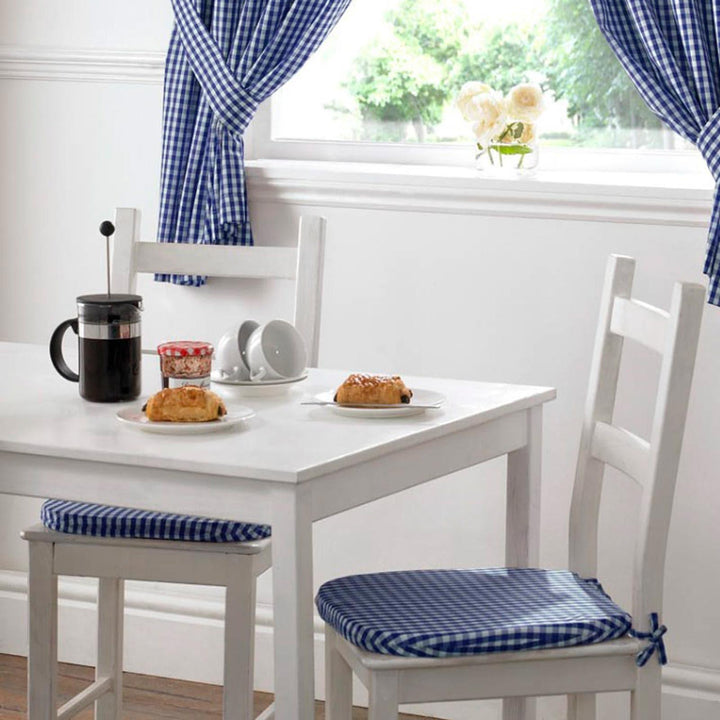 Gingham Check Blue Kitchen & Dining Seat Pad -  - Ideal Textiles