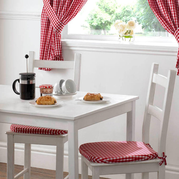 Gingham Check Red Kitchen & Dining Seat Pad -  - Ideal Textiles