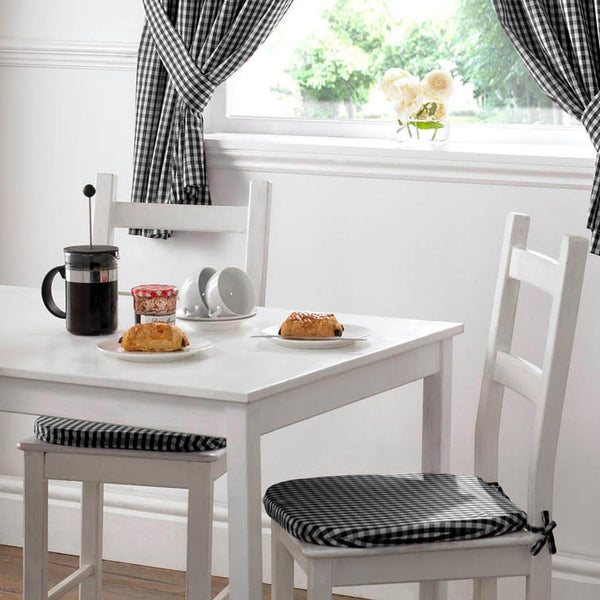 Gingham Check Black Kitchen & Dining Seat Pad -  - Ideal Textiles