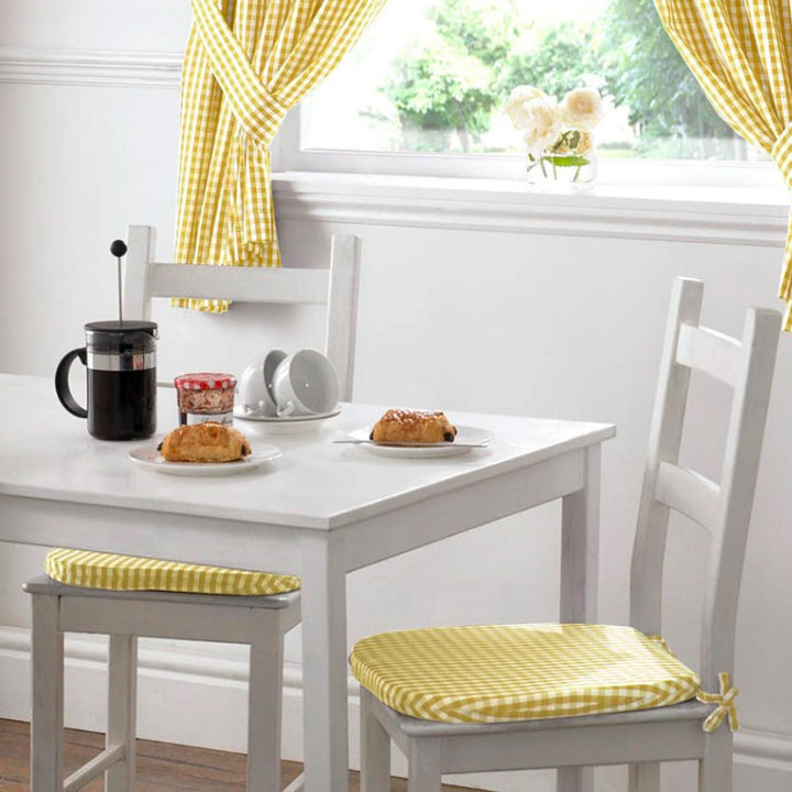 Gingham Check Yellow Kitchen & Dining Seat Pad -  - Ideal Textiles