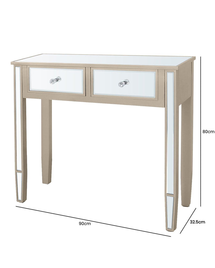 Glint Champagne Mirrored Console Table - Ideal