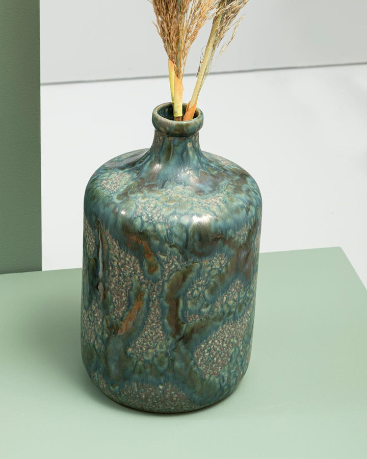 Seda Green Reactive Glaze Bottle Vase - Ideal
