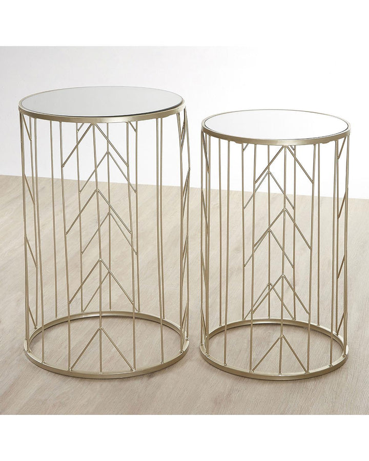 Set of 2 Stackable Chevron Style Iron Side Tables - Ideal
