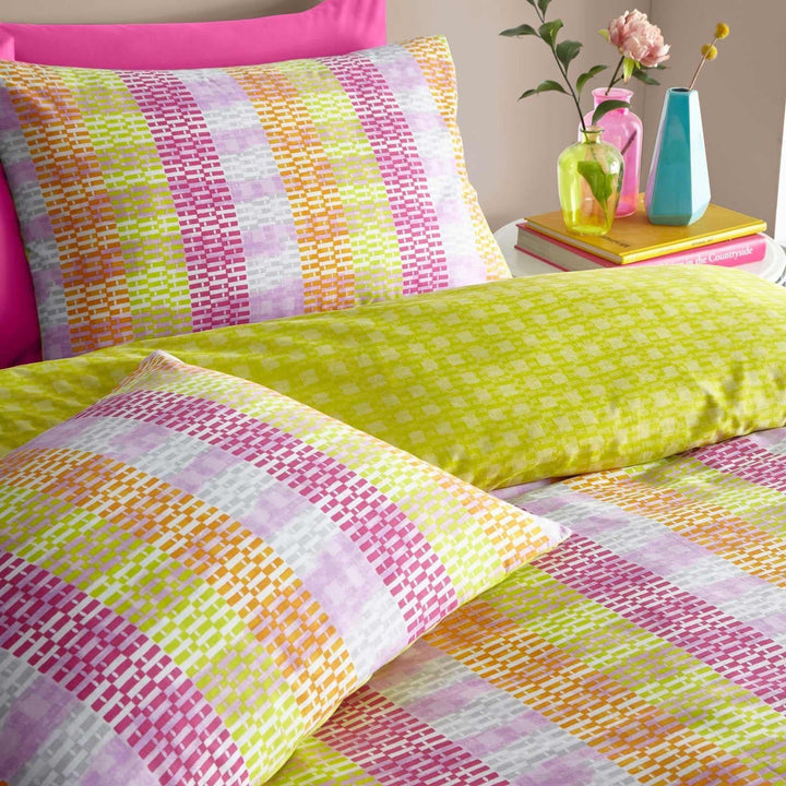 Neola Abstract Neon Striped Duvet Cover Set - Ideal