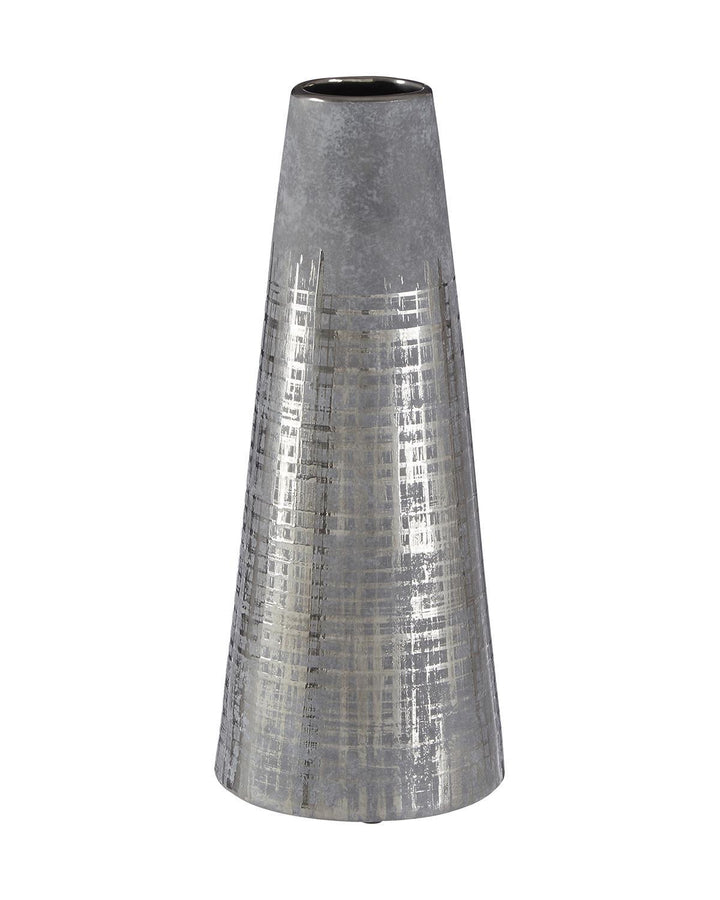 Silver-Etched Tapered Conical Vase - Ideal