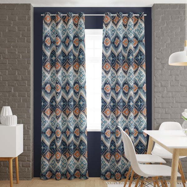 Navajo Teal Made To Measure Curtains -  - Ideal Textiles