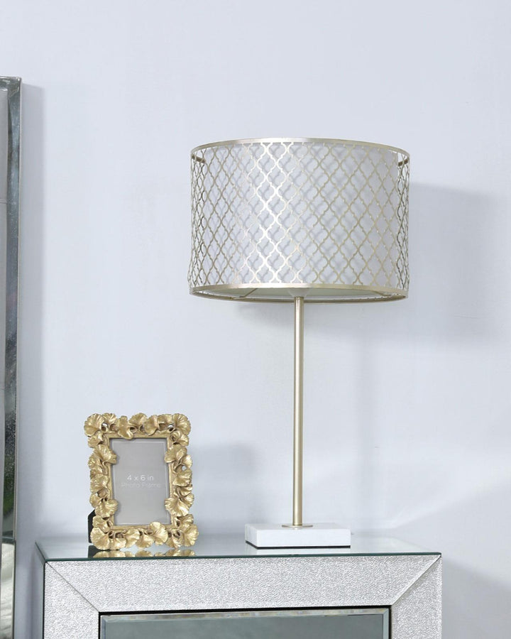 Gold Metal Marble Base Table Lamp - Ideal