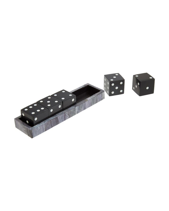 Montgomery Grey Domino Box Set with Bone Inset Playing Pieces - Ideal