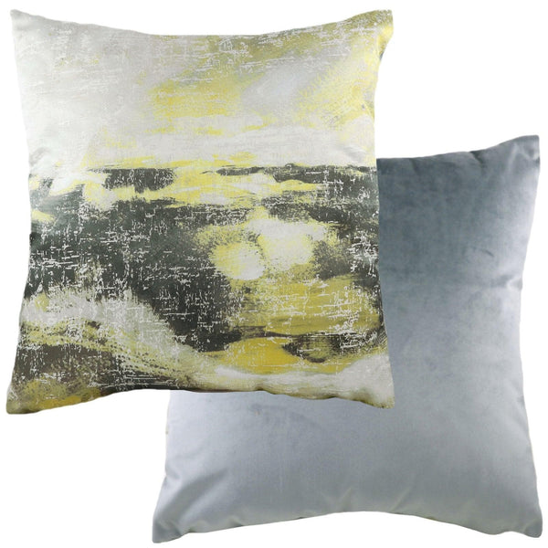 Landscape Contemporary Grey & Ochre Filled Cushions 17'' x 17'' - Polyester Pad - Ideal Textiles
