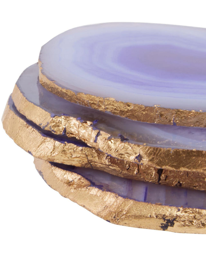 Set of 4 Agate Coasters Blue & Gold - Ideal