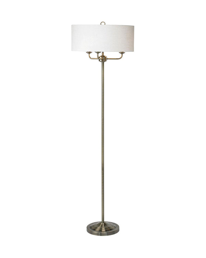 Grantham Floor Lamp - Cotton Shade - Antique Brass - Ideal