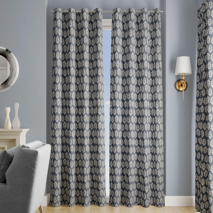 Oak Leaf Midnight Made To Measure Curtains -  - Ideal Textiles
