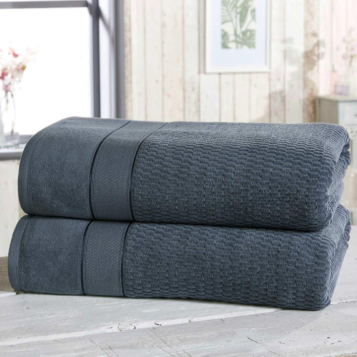 Royal Velvet Denim 2 Piece Bath Sheet Towel Set -  - Ideal Textiles