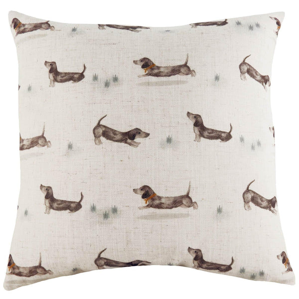 Oakwood Watercolour Sausage Dogs Natural Cushion Covers 17'' x 17'' -  - Ideal Textiles
