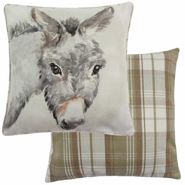 Watercolour Donkey Tartan Check Natural Cushion Covers 17'' x 17'' -  - Ideal Textiles