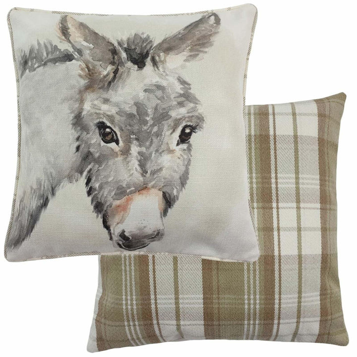Watercolour Donkey Tartan Check Natural Cushion Covers 17'' x 17'' -  - Ideal Textiles