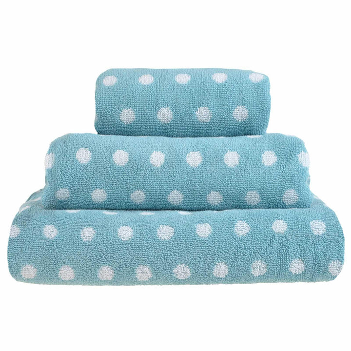 Spots Polka Dot 100% Cotton Towel Duck Egg - Hand Towel - Ideal Textiles