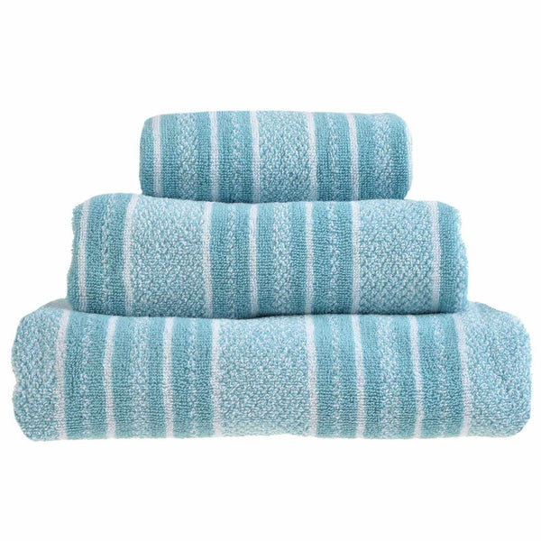 Stripes 100% Cotton Towel Duck Egg - Hand Towel - Ideal Textiles