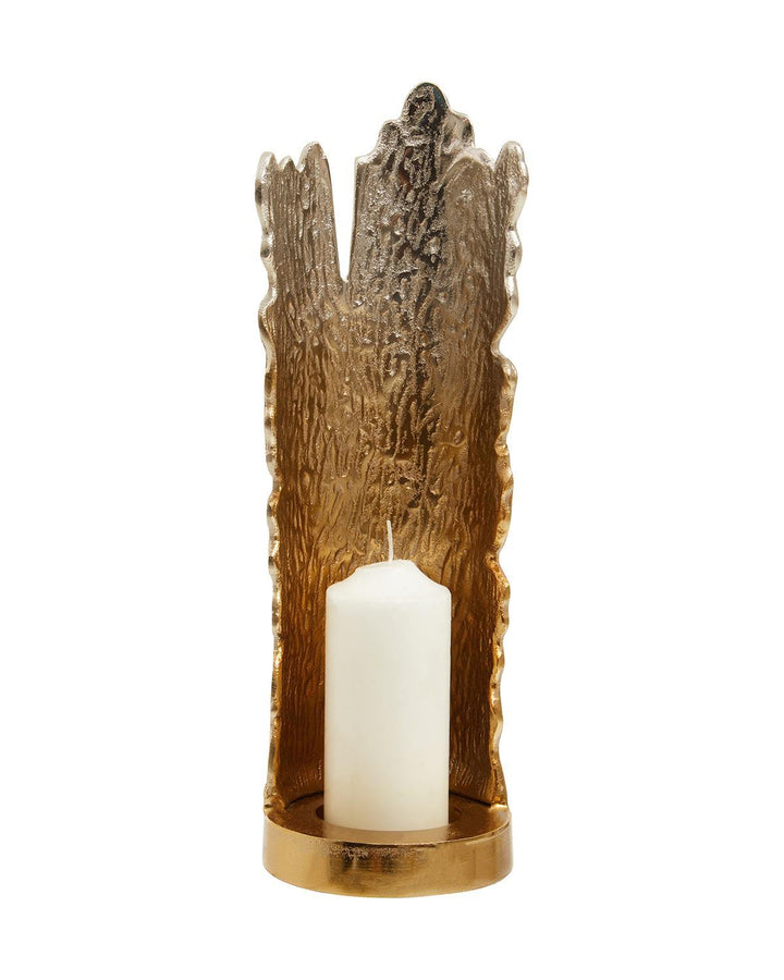 Killin Silver Gold Textured Pillar Large Candle Holder - Ideal