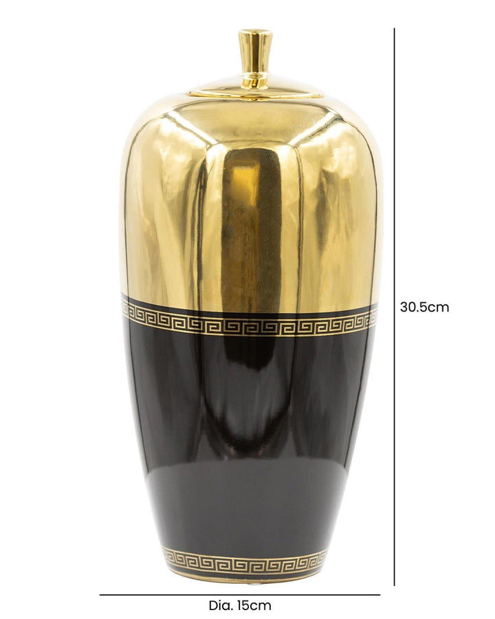 Cleo Black & Gold Urn Ginger Jar - Ideal