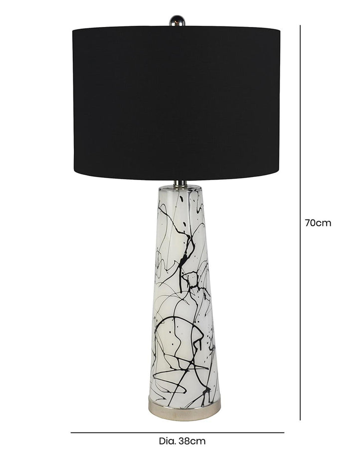 Tall Splatter Monochrome Glass Table lamp - Ideal
