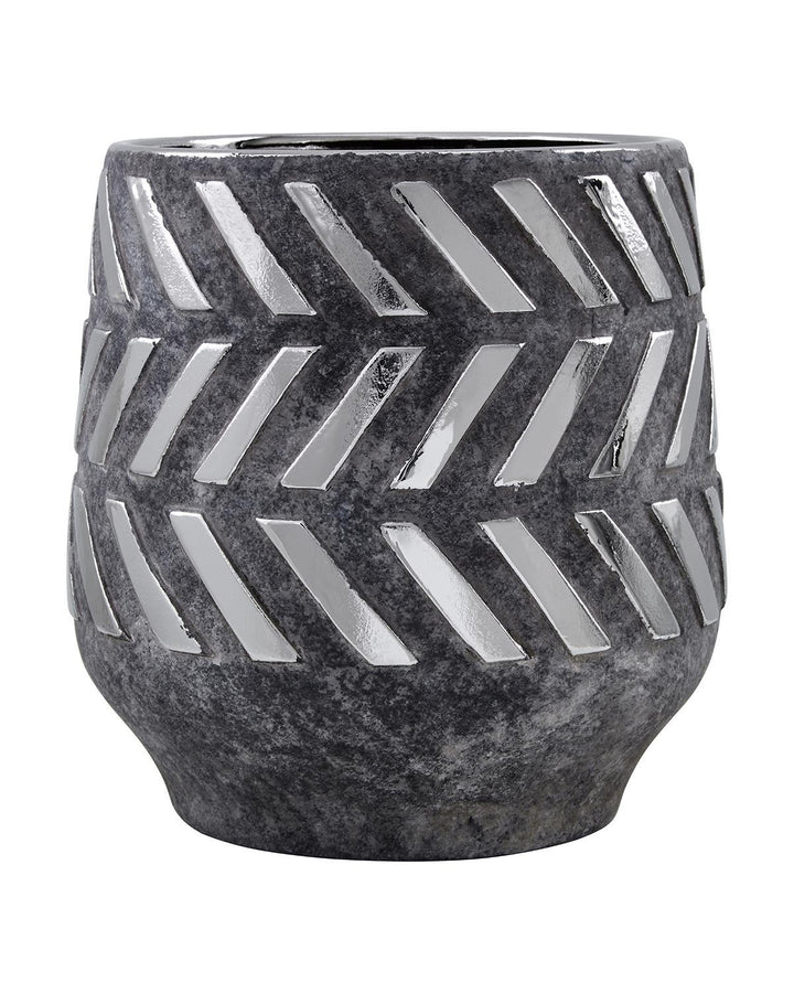 Perth Handcrafted Small Grey Ceramic Barrel Planter - Ideal