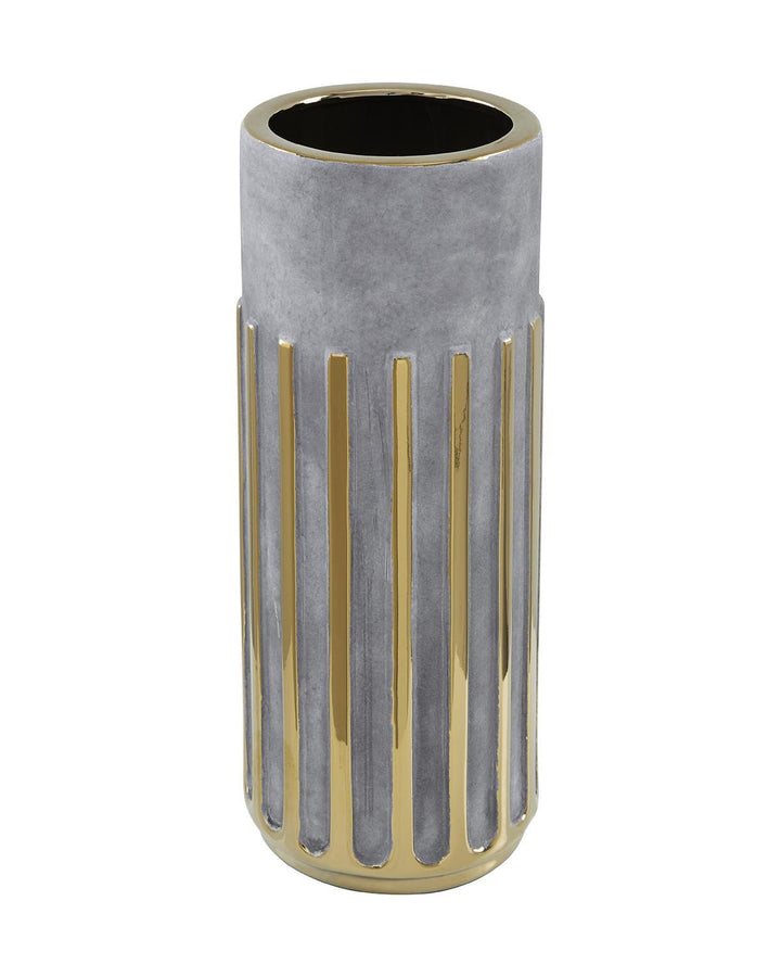 Grey Heston Ceramic Vase in Warm Metallic - Ideal