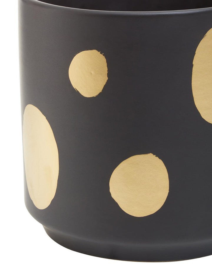 Soho Small Ceramic Plant Pot Black & Gold - Ideal