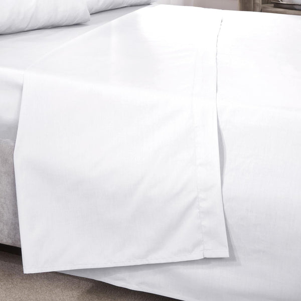 Percale 180 Thread Count White Flat Sheet - Ideal