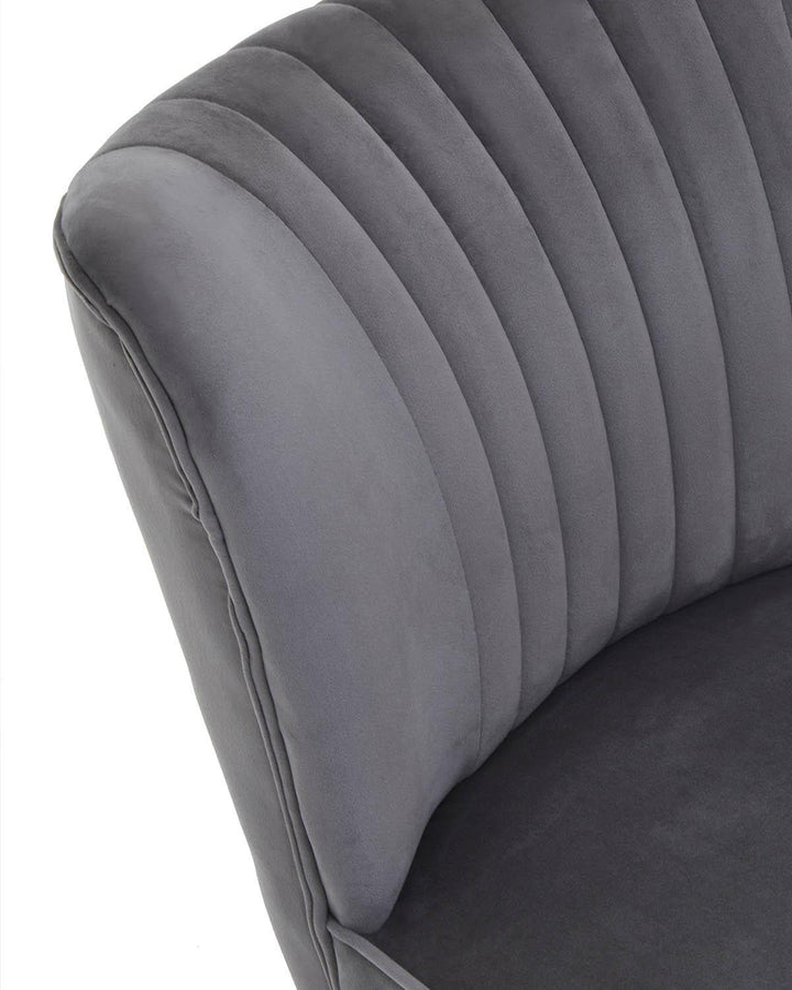 Grey Velvet Chair Black Splayed Legs - Ideal