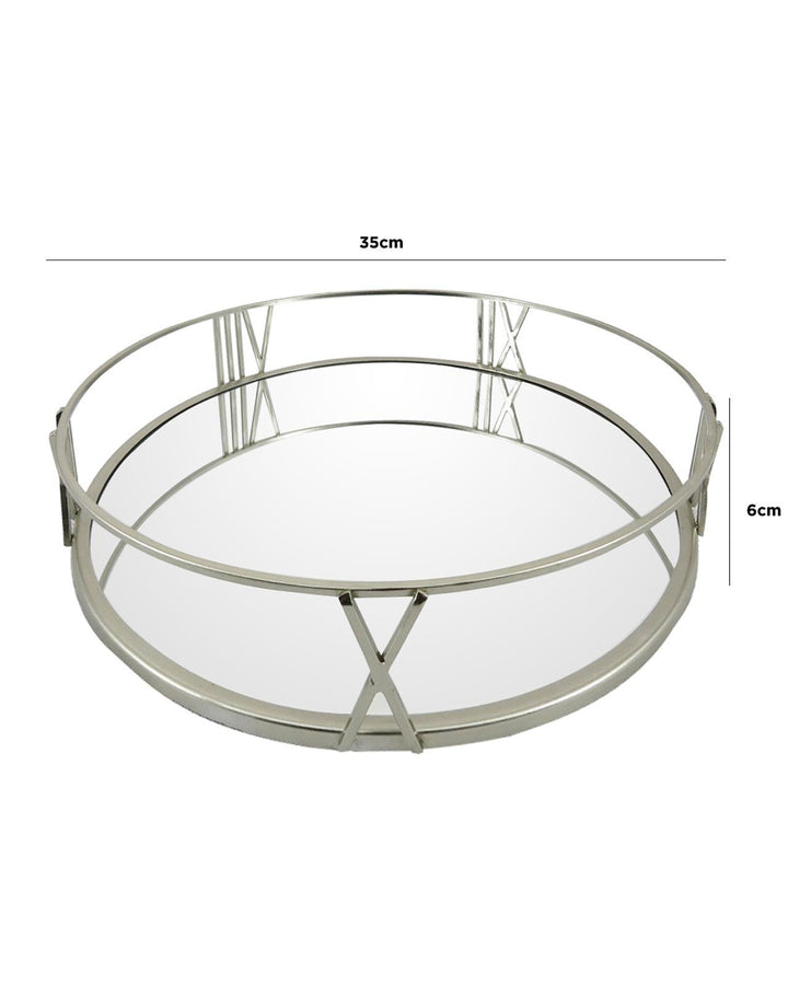 Large Mirror & Chrome Round Tray - Ideal