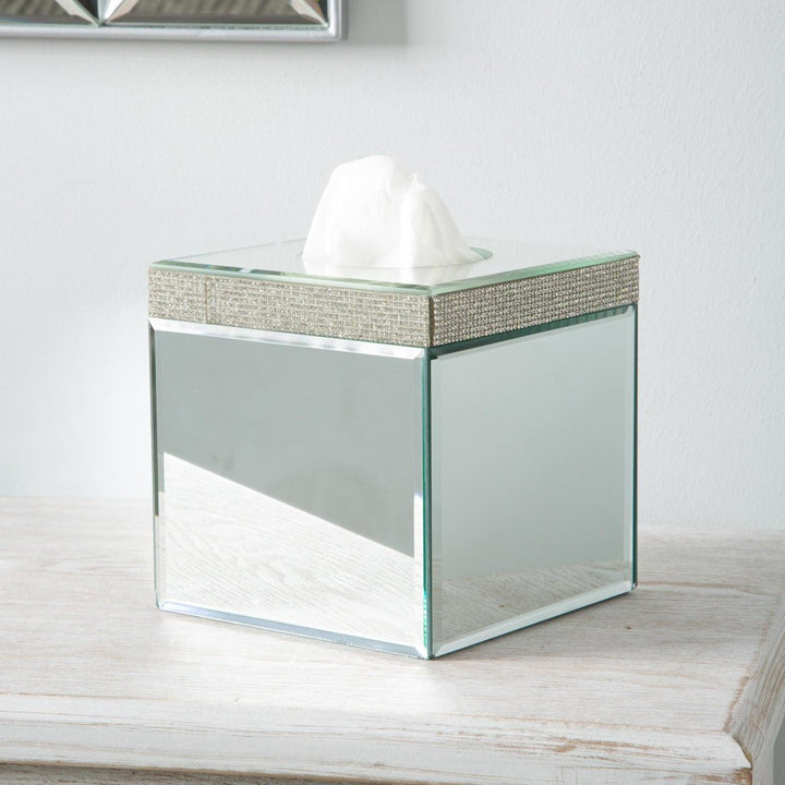 Mirror Diamante Cube Tissue Box Cover - Ideal
