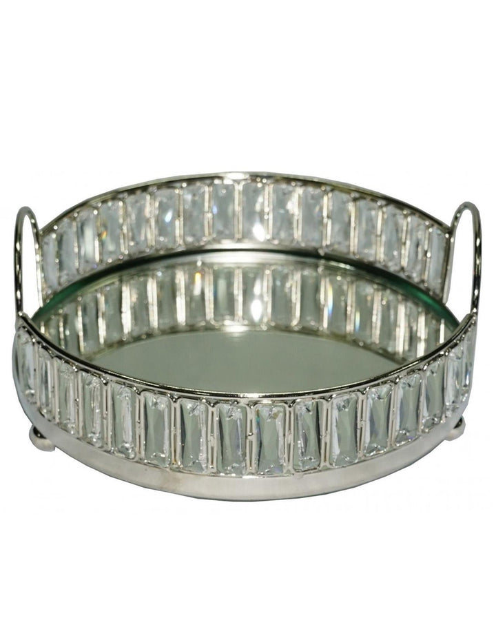 Small Fitzrovia Mirrored Crystal Round Tray - Ideal
