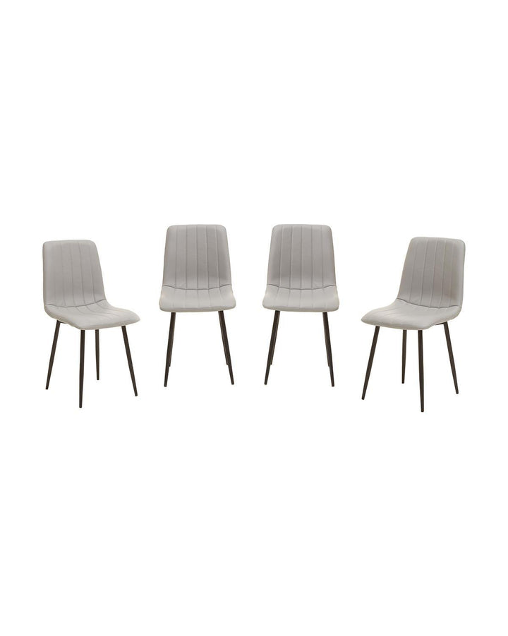 Set of 4 Dining Chairs Light Grey Fabric Channel Detail - Ideal