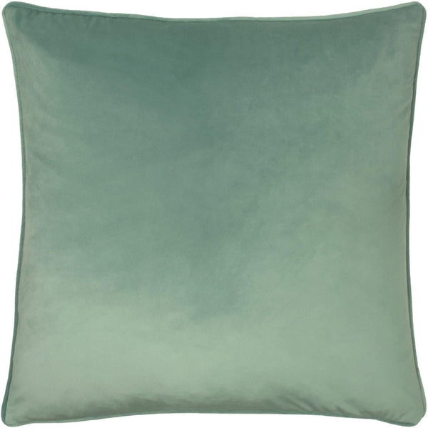 Opulence Soft Velvet Piped Eau de Nil Filled Cushions 22'' x 22'' - Polyester Pad - Ideal Textiles