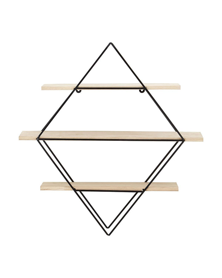 3 Tier Diamond-Shaped Light Wood Brixton Shelves - Ideal