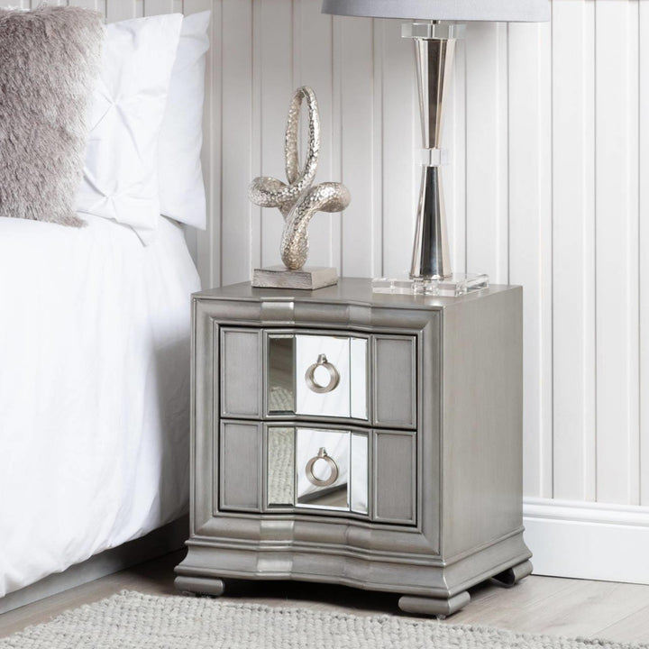 Florence Grey 2 Drawer Bedside Cabinet - Ideal