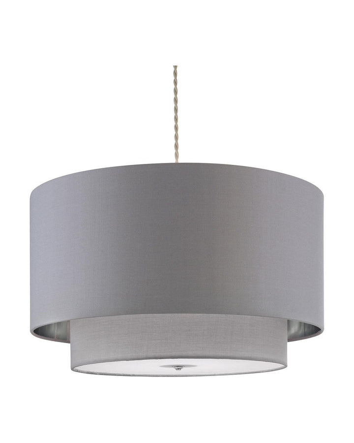 Grey and Chrome Madaleine 2 Tier Pendant Lamp Shade - Ideal