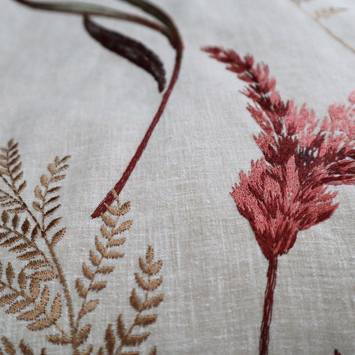 FABRIC SAMPLE - Grassland Garnet Embroidery 140 -  - Ideal Textiles
