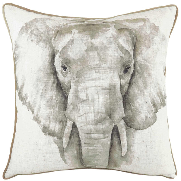 Safari Elephant Watercolour Painting Print Filled Cushions 17'' x 17'' - Polyester Pad - Ideal Textiles