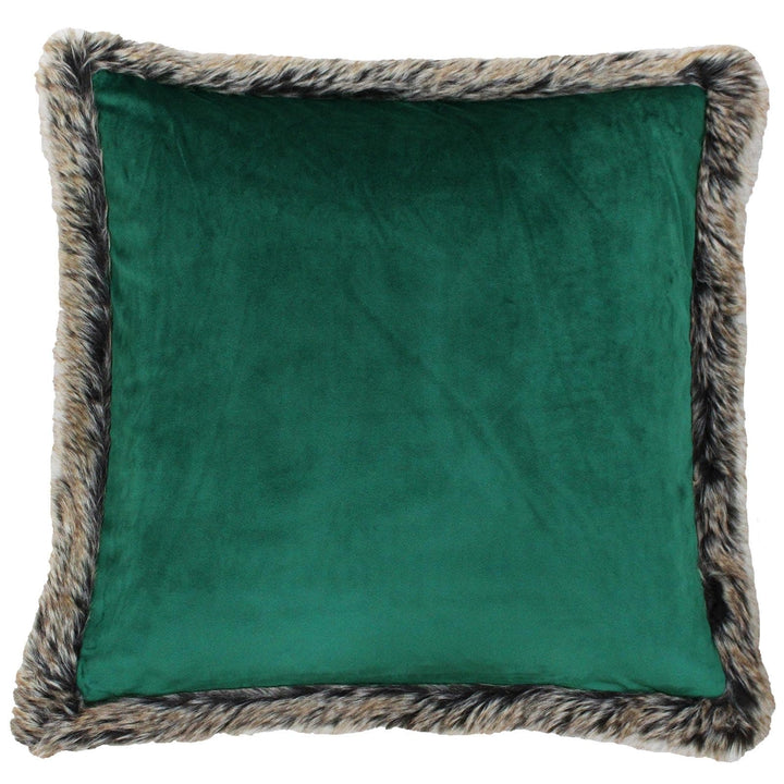 Kiruna Faux Fur Velvet Emerald Cushion Covers 18'' x 18'' -  - Ideal Textiles
