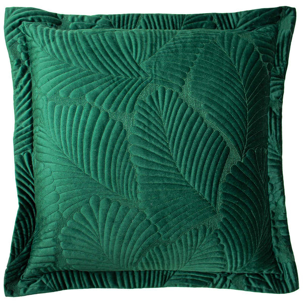 Palmeria Embroidered Velvet Emerald Cushion Covers 24'' x 24'' -  - Ideal Textiles