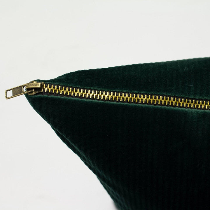 Aurora Ribbed Corduroy Velvet Emerald Cushion Covers 18'' x 18'' -  - Ideal Textiles