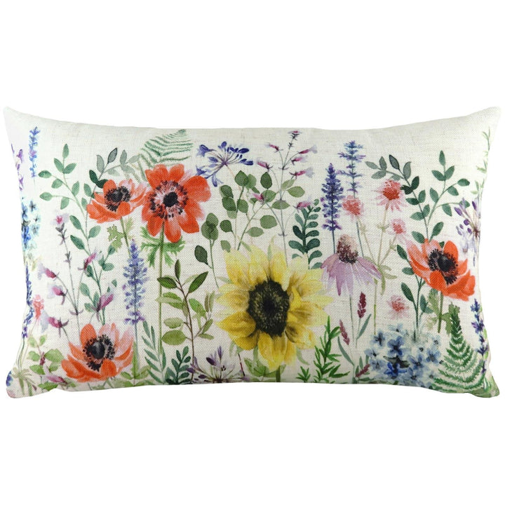 Wild Flowers Emma Multicolour Filled Boudoir Cushions 12'' x 20'' - Polyester Pad - Ideal Textiles