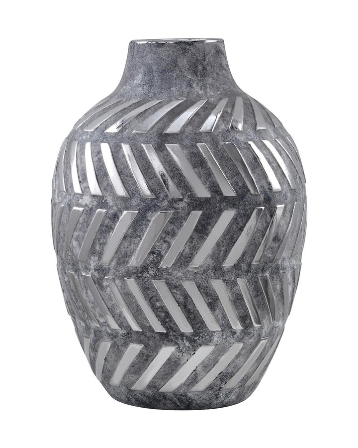 Perth Handcrafted Grey Ceramic Geometric Vase - Ideal