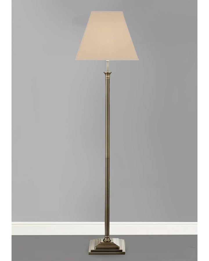 Antique Brass Nelson Floor Lamp - Cream Shade - Ideal