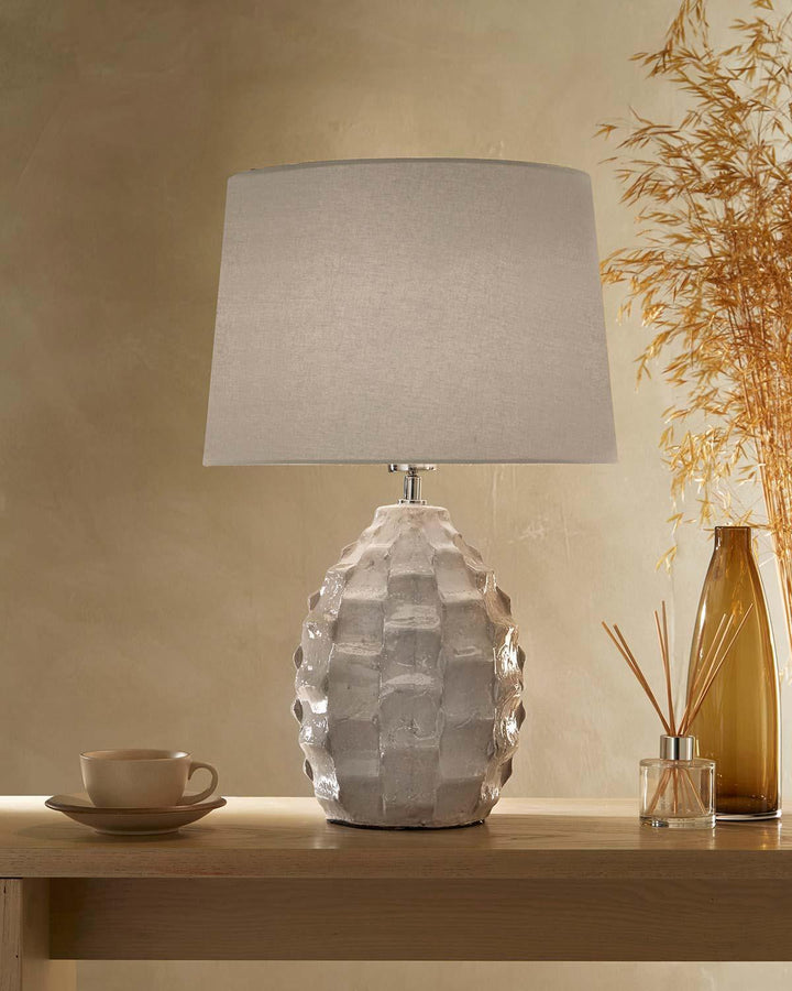 Beige and Grey Elena Table Lamp - Grey Shade - Ideal