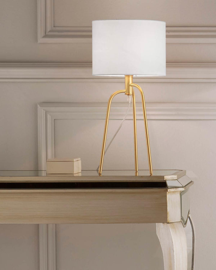 Gold Jerry Table Lamp with White Shade - Ideal